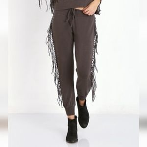 Charcoal Low-waist Fringe Joggers